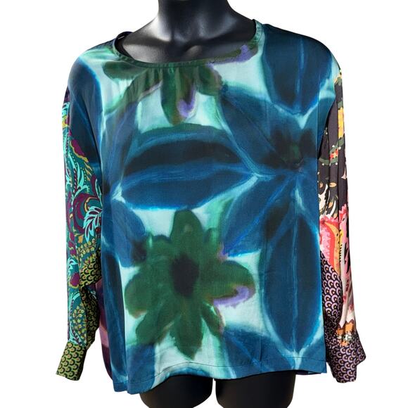 Alembika Cassandra Blouse in Cornflower Oversized Lagenlook Pull Over SZ LG - Picture 3 of 8